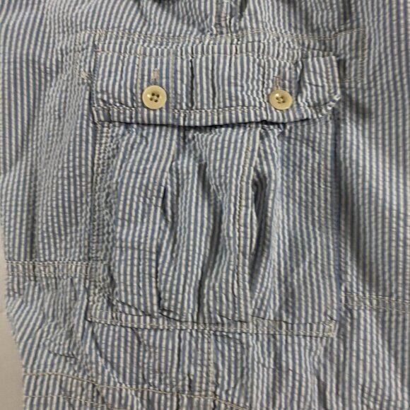 Vintage Polo Ralph Lauren Seersucker Cargo Shorts Men's 38 Buckle Back 7 Pocket - Picture 8 of 16